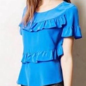 Anthropologie HD in Paris Silk Ruffle Blouse S